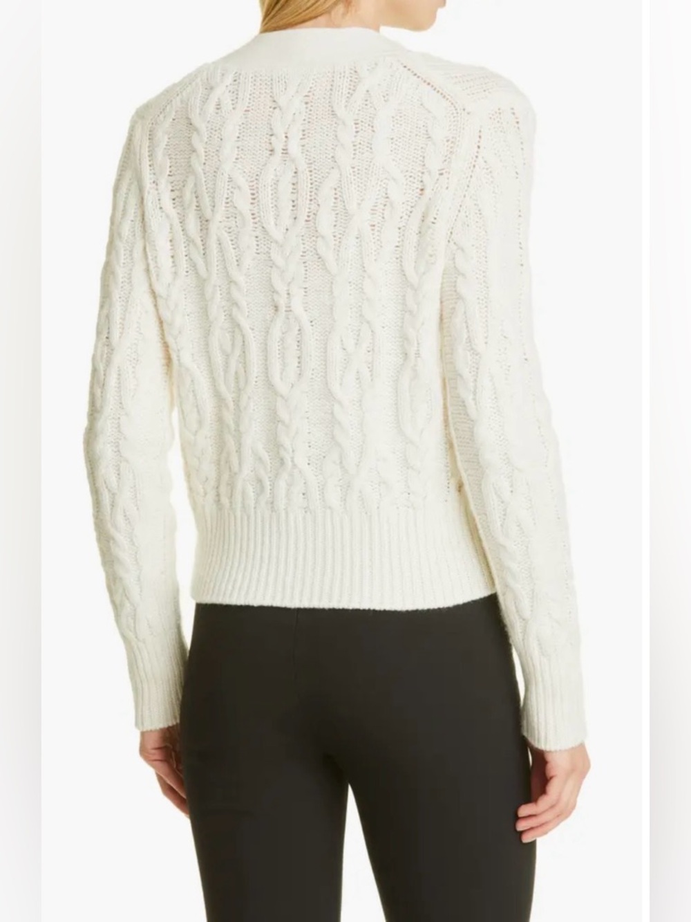 Vince Triple Braid Cable Wool & Cashmere Cardigan Women’s Cream Size Medium - Picture 2 of 14
